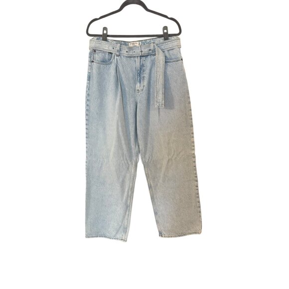 Abercrombie & Fitch Denim - Abercrombie The Loose High Rise Light Wash Denim Jeans Belted Sz 31 Womens